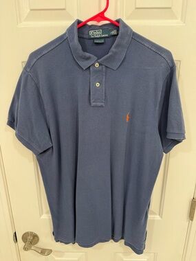 Ralph Lauren Polo Shirt in Slate Blue with Orange Pony